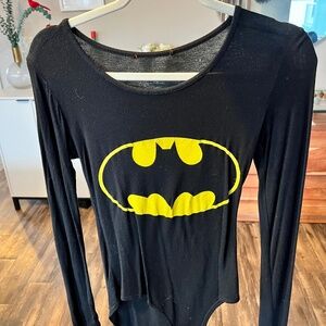 DC Comics Batman Bodysuit | Classic Logo Long Sleeve | Black & Yellow | Size S